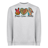 Heather Grey peace love nails Heavyweight Sweatshirt - BarkalooDesign