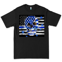 Black police flag patriotic skull Premium Tee - TumblerDesignByShophia