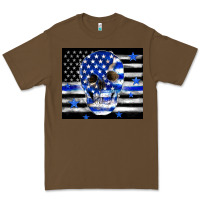 Cacao police flag patriotic skull Premium Tee - TumblerDesignByShophia