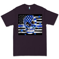 Plum police flag patriotic skull Premium Tee - TumblerDesignByShophia