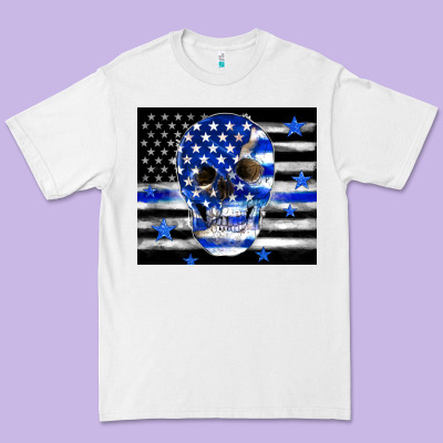 Police Flag Patriotic Skull Premium Tee Designed By Tumblerdesignbyshophia