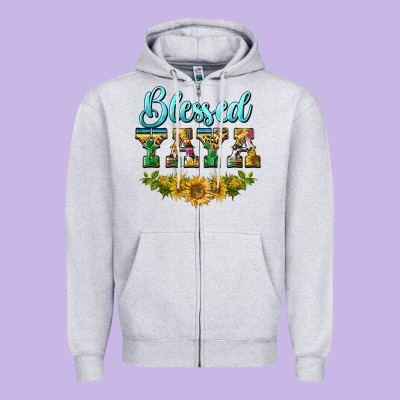 Blessed Yaya Zipper Hoodie Designed By Barkaloodesign