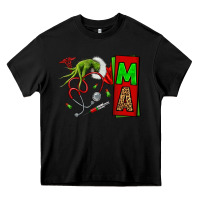 Black Christmas Character Nurse Heavy Core Tee - NancyCooperArtShop