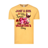 Vintage Mustard just a girl who loves valentine's day Vintage Tee - OliviaCreatesArt