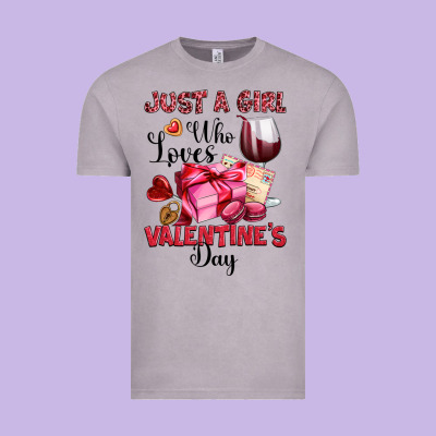 Just A Girl Who Loves Valentine's Day Vintage Tee Designed By Oliviacreatesart