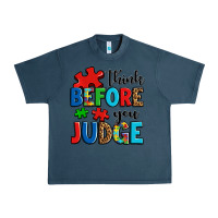 Midnight Navy think before you judge Urban Heavy Tee - OliviaCreatesArt