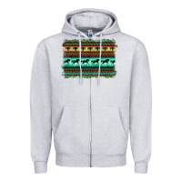 Heather Grey turquoise aztec bullskull and horse Zipper Hoodie - BarkalooDesign