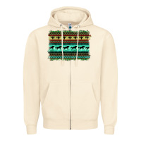 Sandshell turquoise aztec bullskull and horse Zipper Hoodie - BarkalooDesign