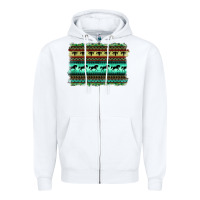 White turquoise aztec bullskull and horse Zipper Hoodie - BarkalooDesign