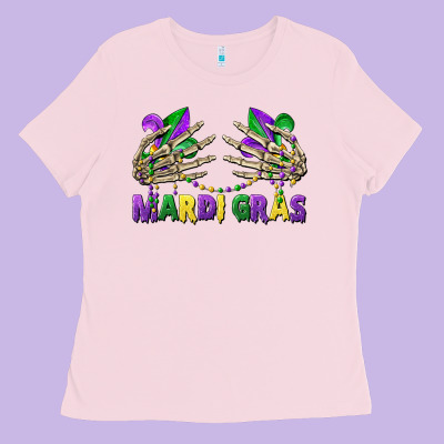 Mardi Gras Skeleton Hands Ladies Tee Designed By Cowgirlartshop