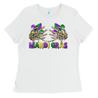 White mardi gras skeleton hands Ladies Tee - CowGirlArtShop