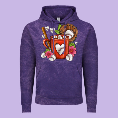 Baseball Coffee Cup Vintage Hoodie Designed By Fadigitalartstudio