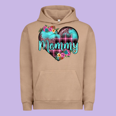 Mommy Leopard Turquoise Heart Urban Hoodie Designed By Jahusdesignshop