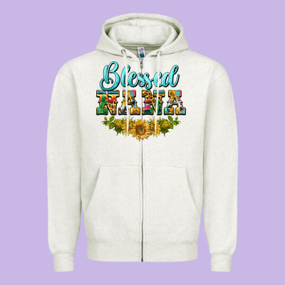 Blessed Nana Zipper Hoodie Designed By Barkaloodesign