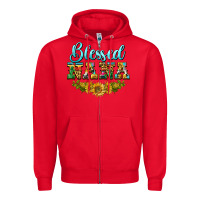 Red blessed nana Zipper Hoodie - BarkalooDesign