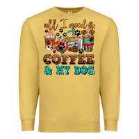 Antique Gold all i need is coffee and my dog Premium Sweatshirt - AdoDesignShop