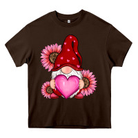 Chocolate Brown valentine's day with sunflowers gnomes Heavy Core Tee - RanaPortraitStore