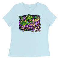 Baby Blue mardi saurus rex Ladies Tee - CowGirlArtShop