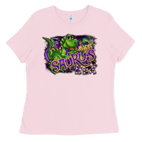 Bubblegum Pink mardi saurus rex Ladies Tee - CowGirlArtShop