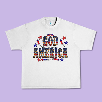 4 July God Bless America Western Urban Heavy Tee Designed By Cowcowdesign