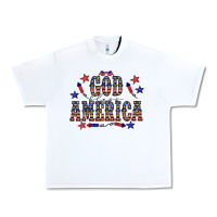 White 4 july god bless america western Urban Heavy Tee - CowCowDesign