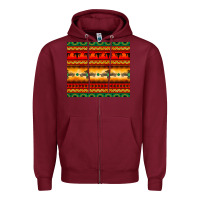 Burgundy thunderbird bullskull Aztec pattern Zipper Hoodie - BarkalooDesign