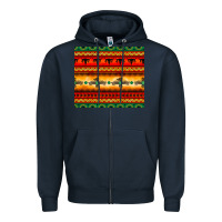 Navy thunderbird bullskull Aztec pattern Zipper Hoodie - BarkalooDesign