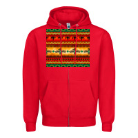 Red thunderbird bullskull Aztec pattern Zipper Hoodie - BarkalooDesign