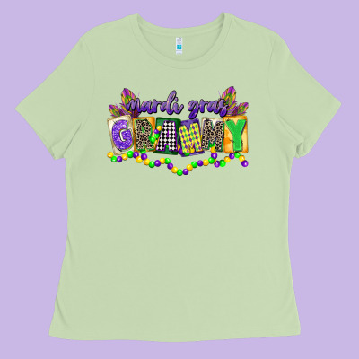 Mardi Gras Grammy Ladies Tee Designed By Cowgirlartshop