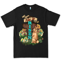 Black He is risen Bunny Cross Easter Day Premium Tee - HowdyJamesFarm