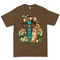 Cacao He is risen Bunny Cross Easter Day Premium Tee - HowdyJamesFarm