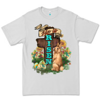 Dove Grey He is risen Bunny Cross Easter Day Premium Tee - HowdyJamesFarm