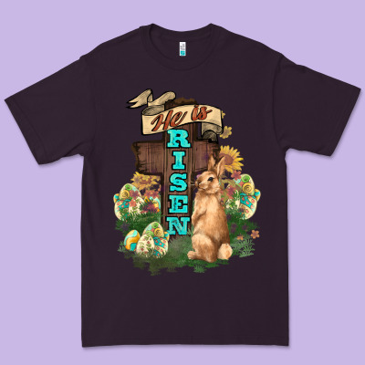 He Is Risen Bunny Cross Easter Day Premium Tee Designed By Howdyjamesfarm
