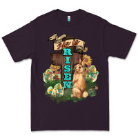 Plum He is risen Bunny Cross Easter Day Premium Tee - HowdyJamesFarm