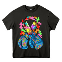 Asphalt autism awareness with boxing gloves Heavy Core Tee - NancyCooperArtShop