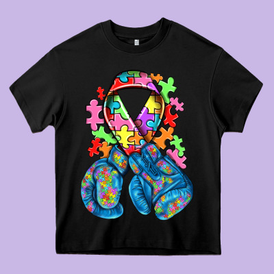 Autism Awareness With Boxing Gloves Heavy Core Tee Designed By Nancycooperartshop