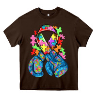 Chocolate Brown autism awareness with boxing gloves Heavy Core Tee - NancyCooperArtShop