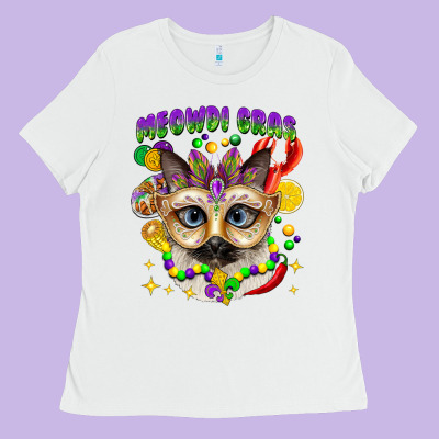 Meowdi Gras Mardi Gras Cat Ladies Tee Designed By Cowgirlartshop
