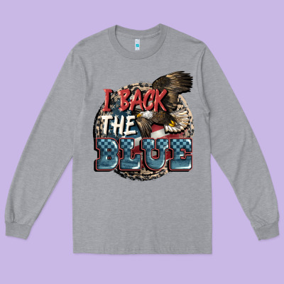 I Back The Blue Long Sleeve Tee Designed By Fadigitalartstudio