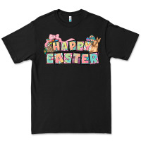 Black Happy Easter plate letters Easter Day Premium Tee - HowdyJamesFarm