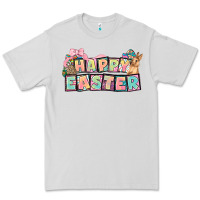 Dove Grey Happy Easter plate letters Easter Day Premium Tee - HowdyJamesFarm