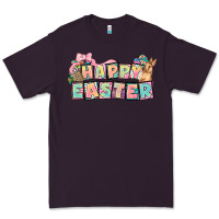 Plum Happy Easter plate letters Easter Day Premium Tee - HowdyJamesFarm