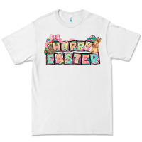 White Happy Easter plate letters Easter Day Premium Tee - HowdyJamesFarm