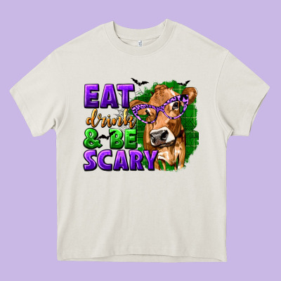 Eat Drink And Be Scary With Halloween Heavy Core Tee Designed By Texasbilliewilder