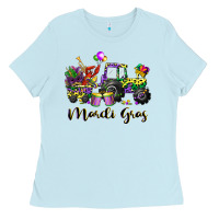 Baby Blue mardi gras tractor Ladies Tee - CowGirlArtShop