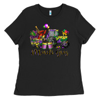 Black mardi gras tractor Ladies Tee - CowGirlArtShop