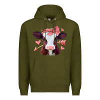 Army Green valentines day baby calf Premium Hoodie - Jasminsmagicworld