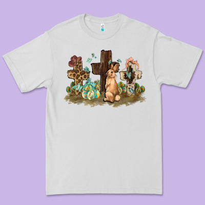 Western Rabbit Bunny With Crosses Easter Day Premium Tee Designed By Howdyjamesfarm