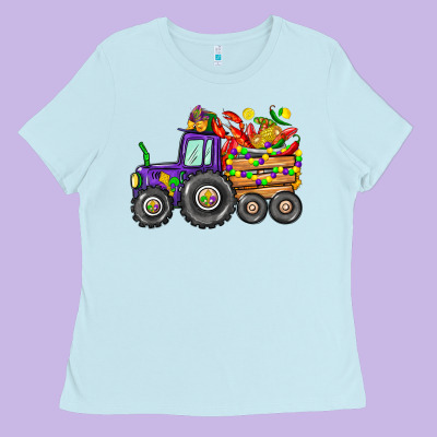 Mardi Gras Tractor Ladies Tee Designed By Cowgirlartshop