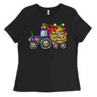 Black mardi gras tractor Ladies Tee - CowGirlArtShop